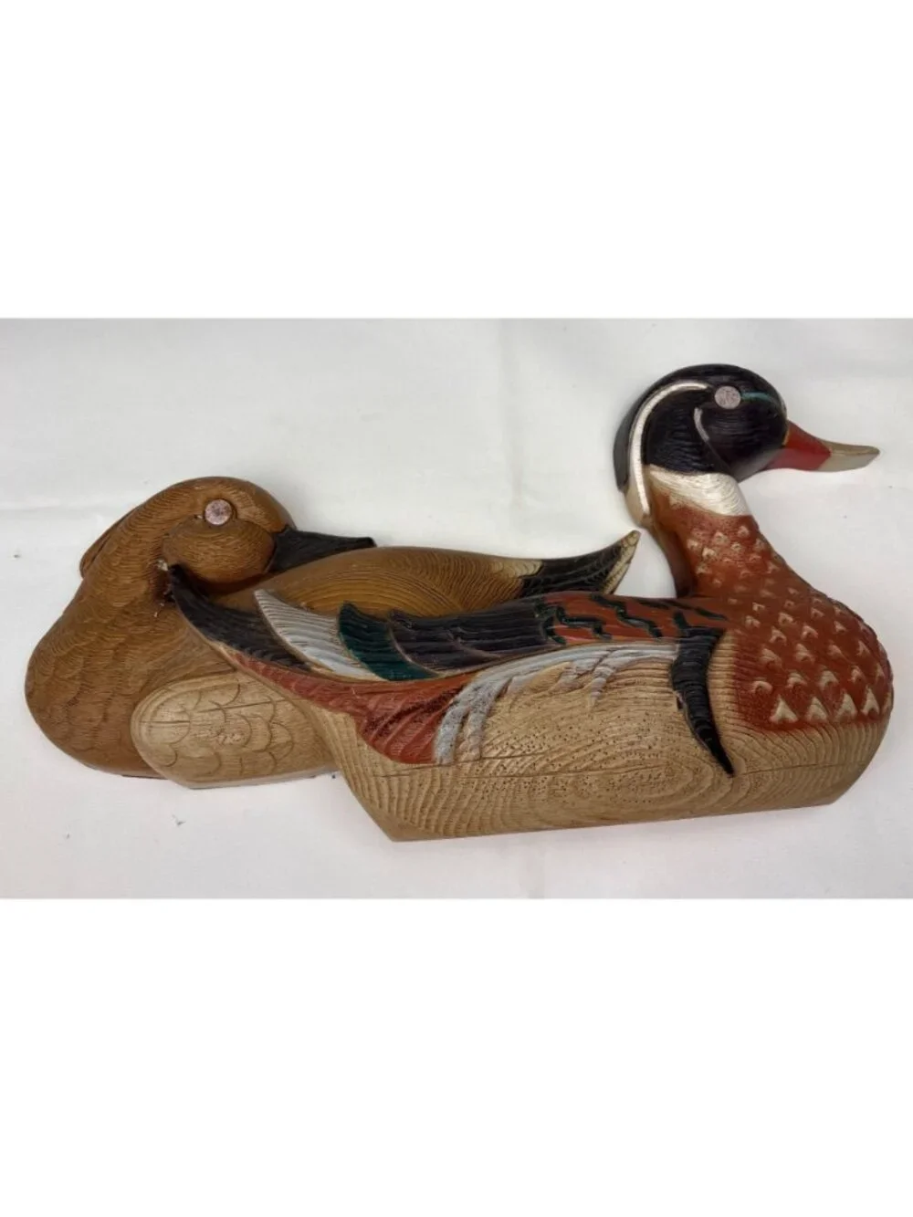Burwood Resin Mallard Duck Wall Hanging Decor Pair Vtg